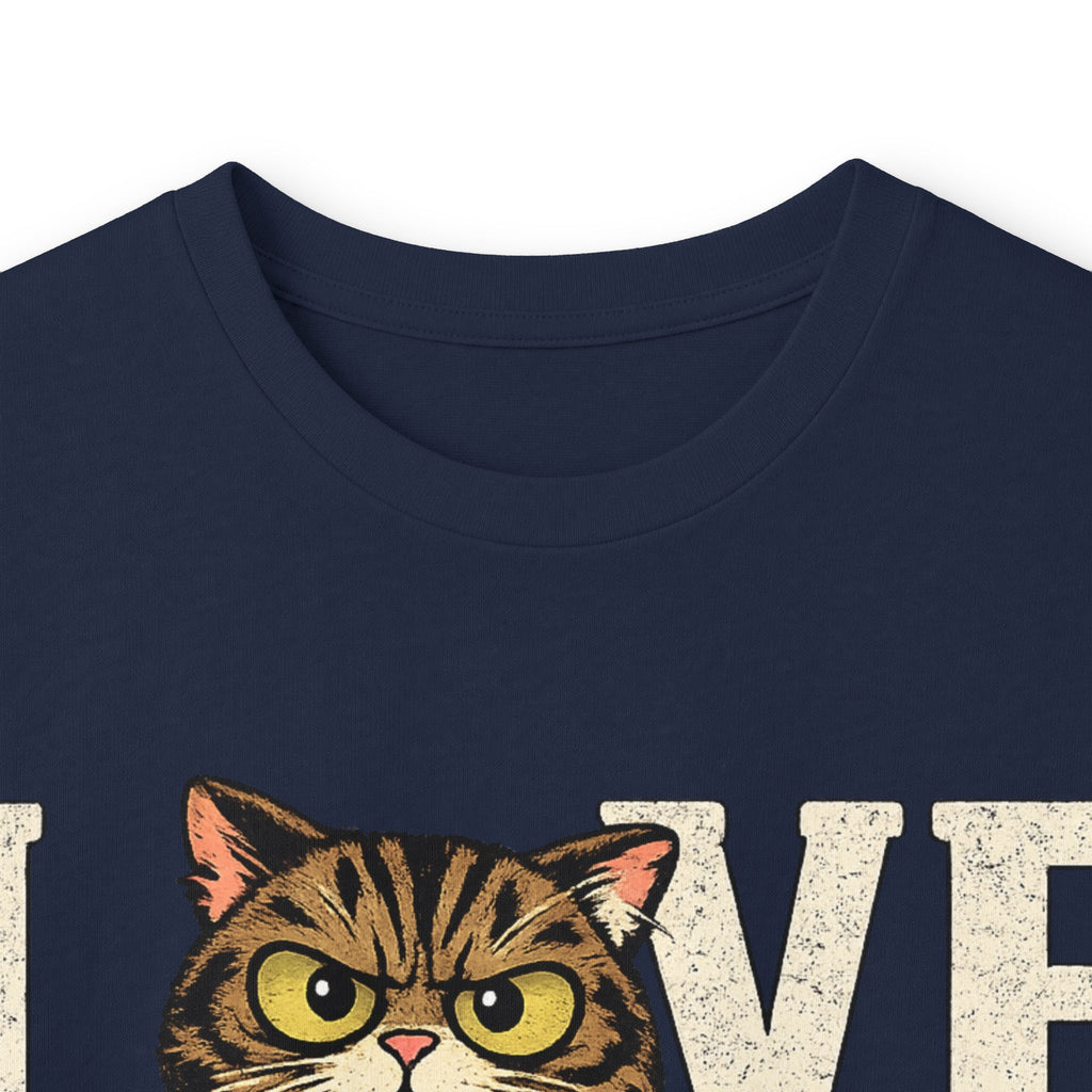 Long Sleeve Tee — "LOVE "tabby  Cat Face Graphic