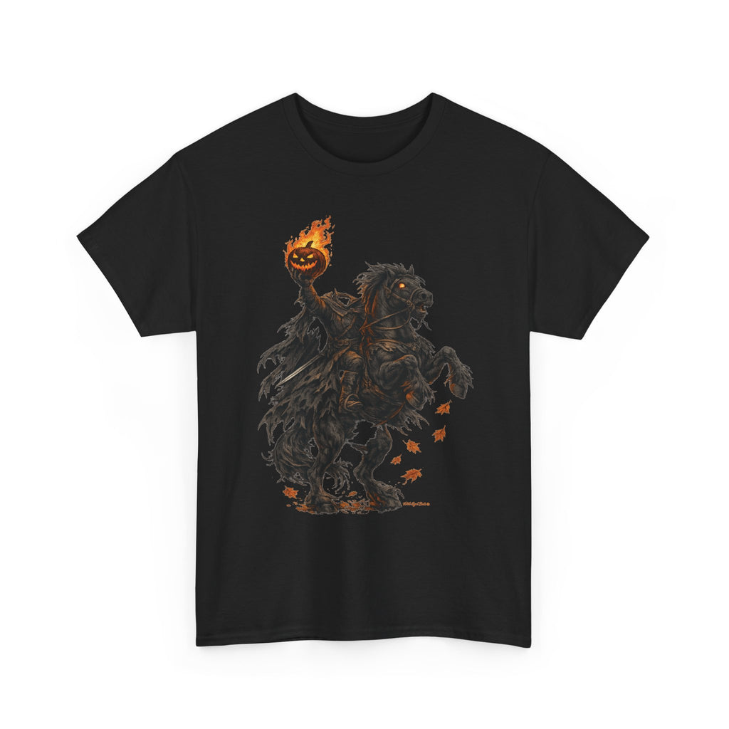 Headless Horseman Halloween Tee — Jack-o'-Lantern Rider Graphic T-Shirt