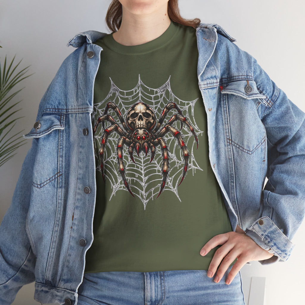 Spider Skull Web T‑Shirt — Gothic Halloween Graphic Tee