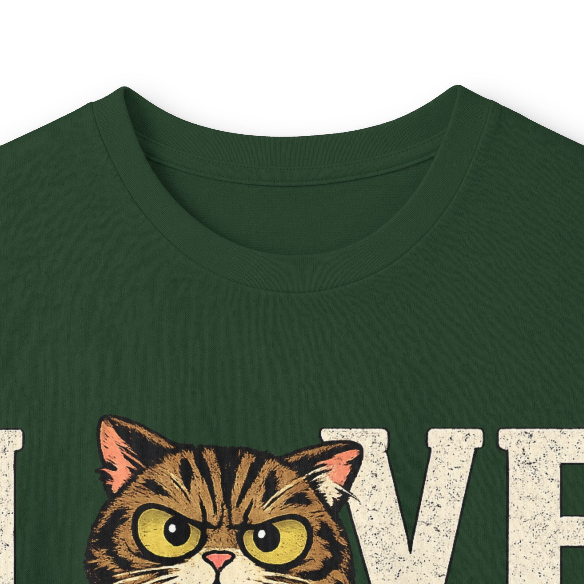 Long Sleeve Tee — "LOVE "tabby  Cat Face Graphic