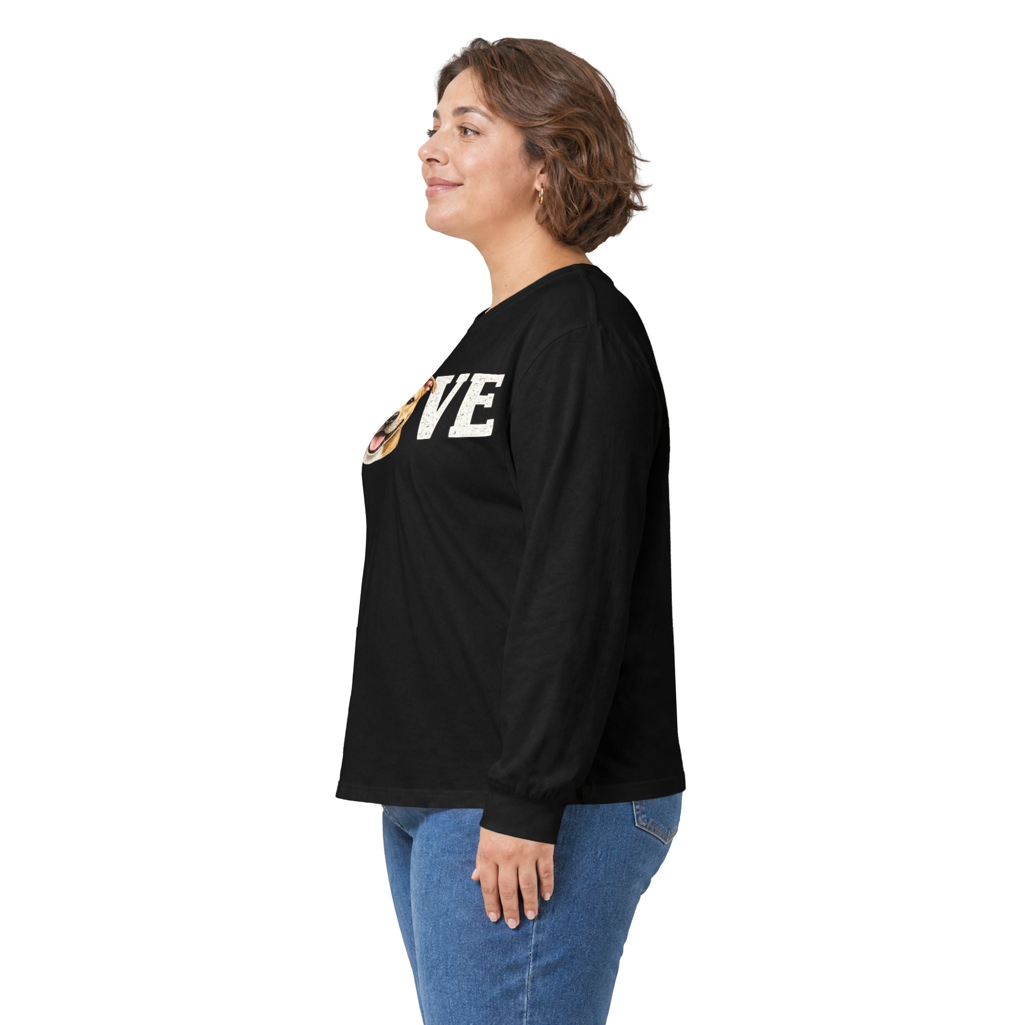 Love Dog Long Sleeve Tee — Cute Pet Portrait "LOVE" Shirt