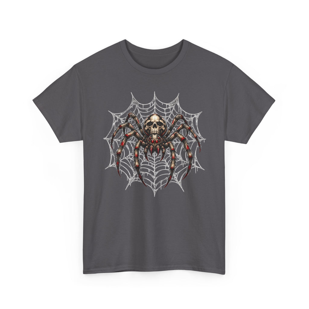 Spider Skull Web T‑Shirt — Gothic Halloween Graphic Tee