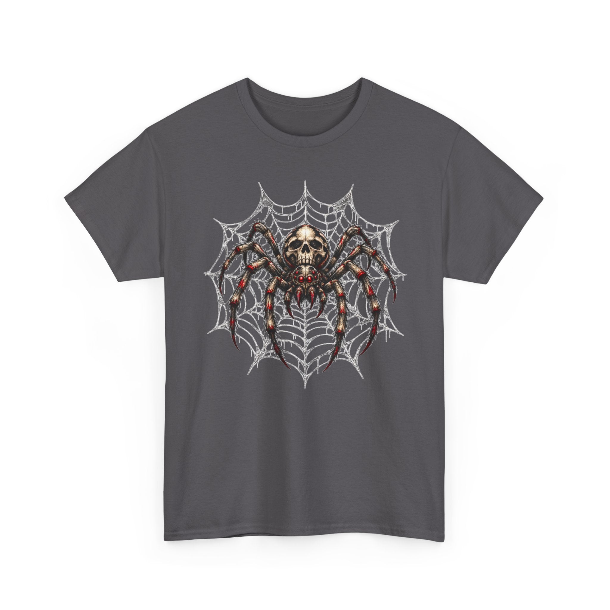 Spider Skull Web T‑Shirt — Gothic Halloween Graphic Tee
