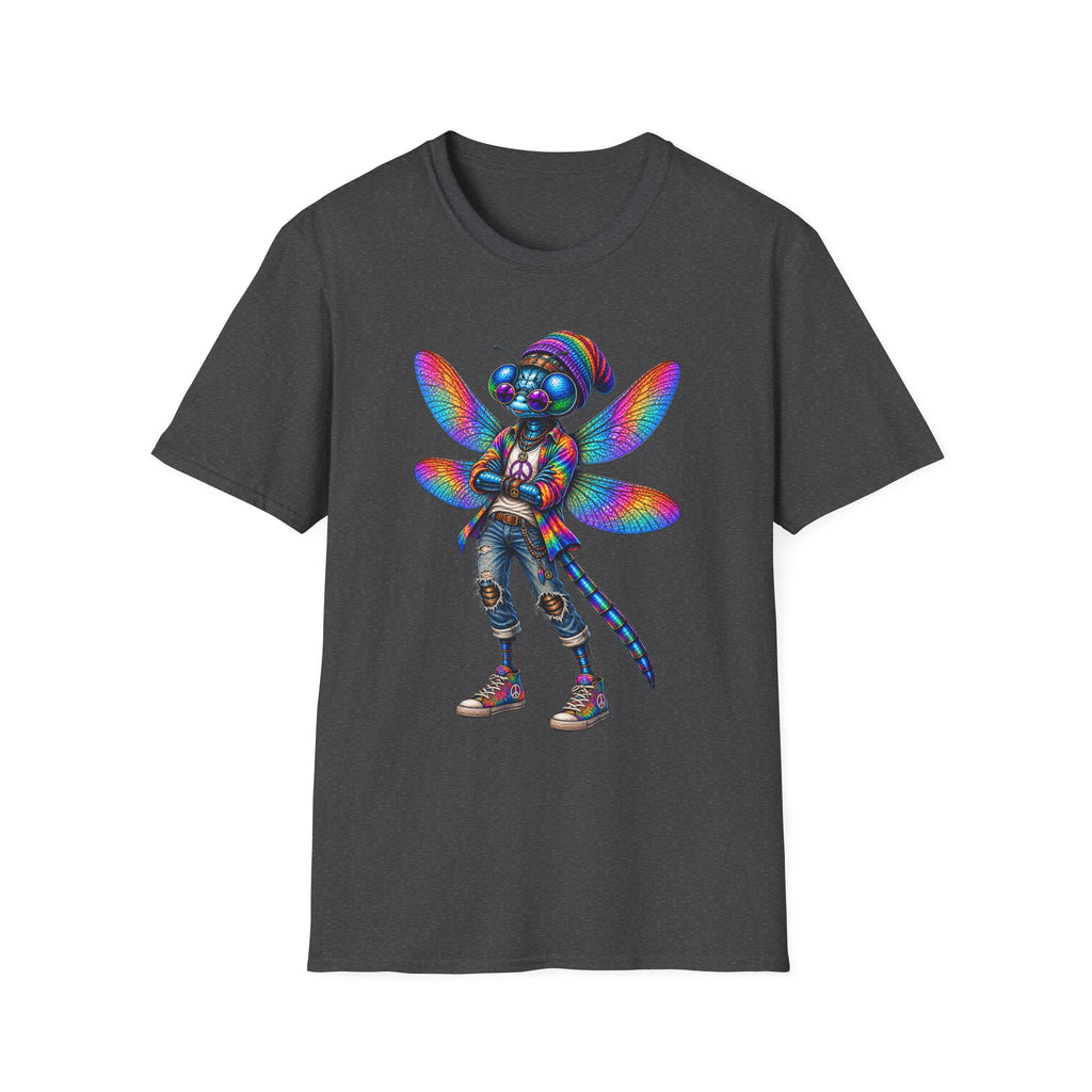 Psychedelic Dragonfly Graphic T-Shirt — Colorful Rasta-Inspired Bug Art Tee
