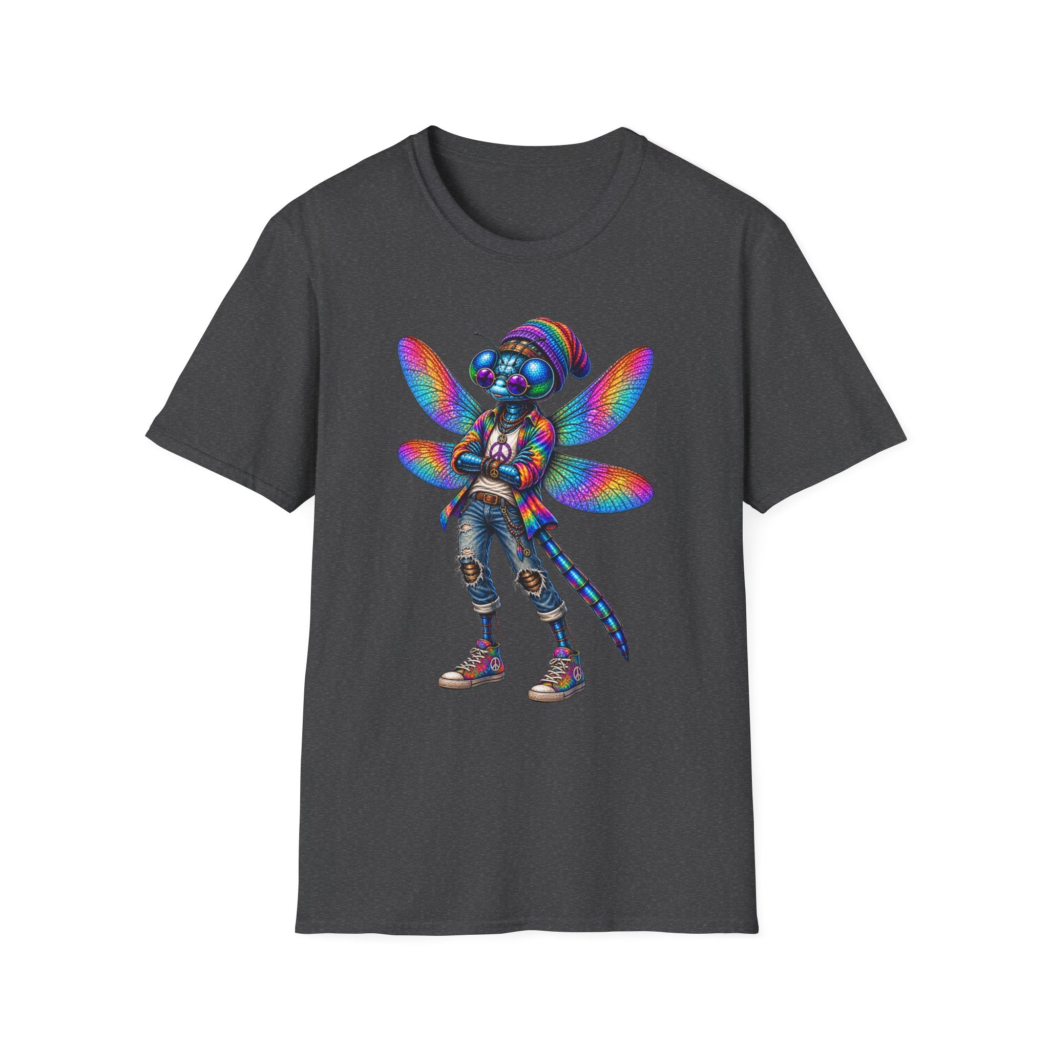 Psychedelic Dragonfly Graphic T-Shirt — Colorful Rasta-Inspired Bug Art Tee