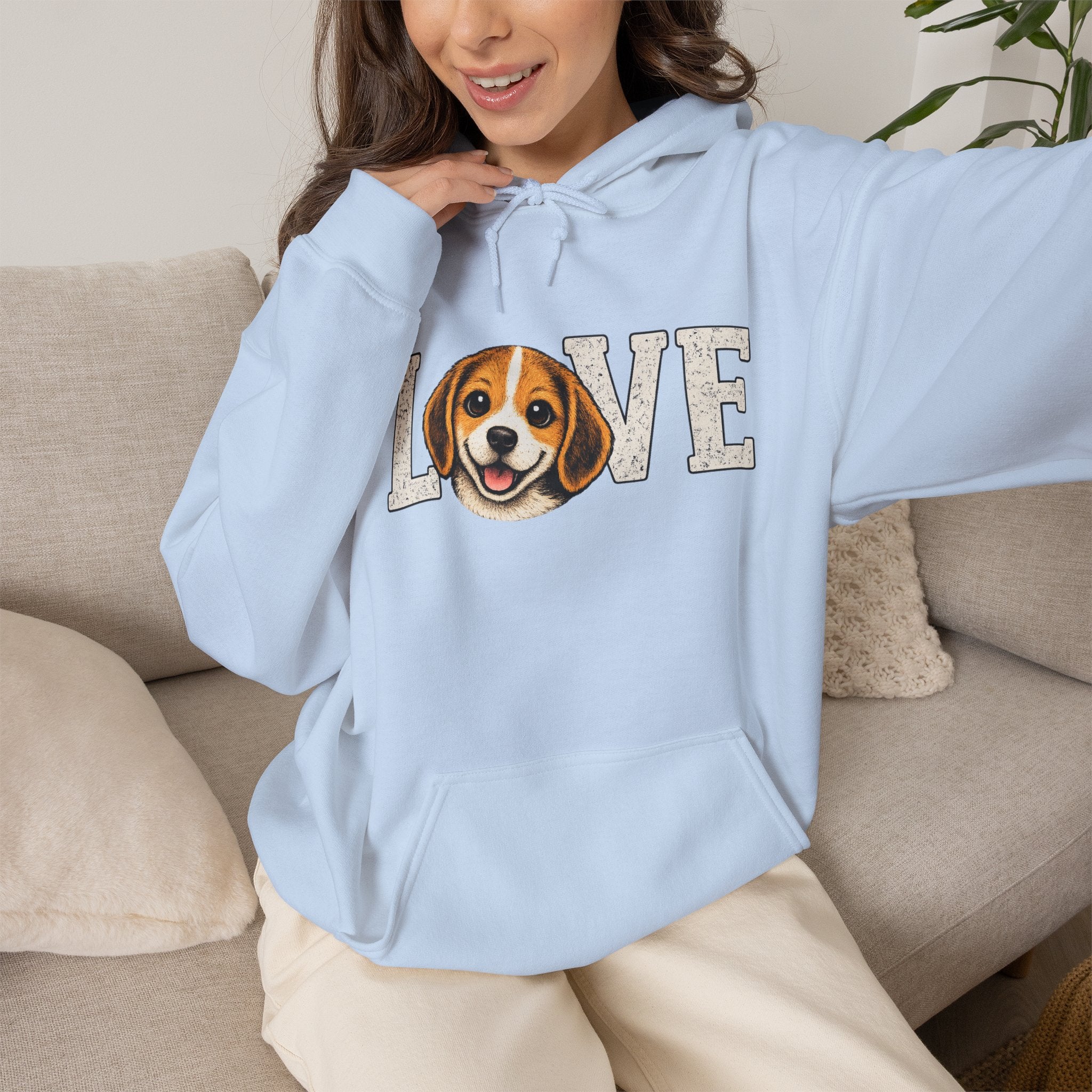 Beagle Love Hoodie - Cute Dog Face "LOVE" Sweatshirt for Dog Lovers