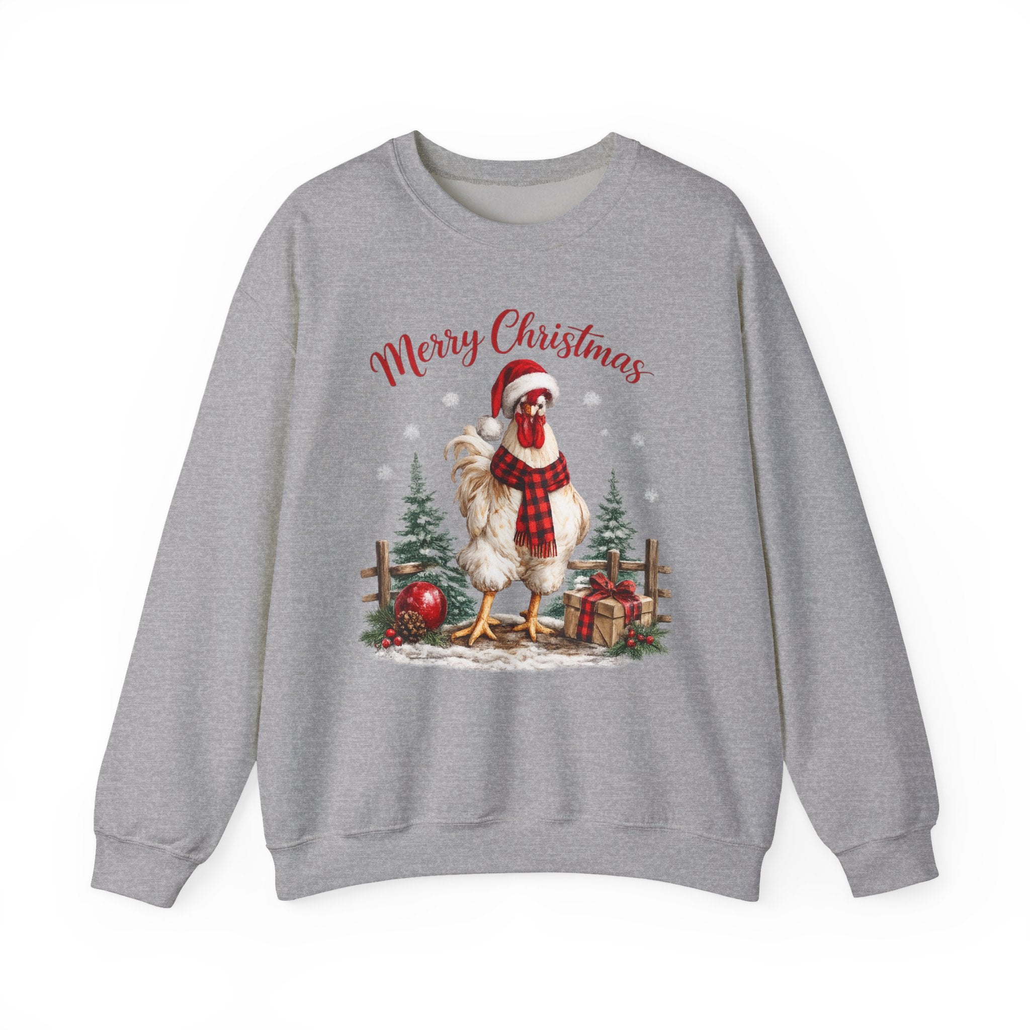 Christmas Rooster Sweatshirt - 'Merry Christmas' Festive Holiday Crewneck