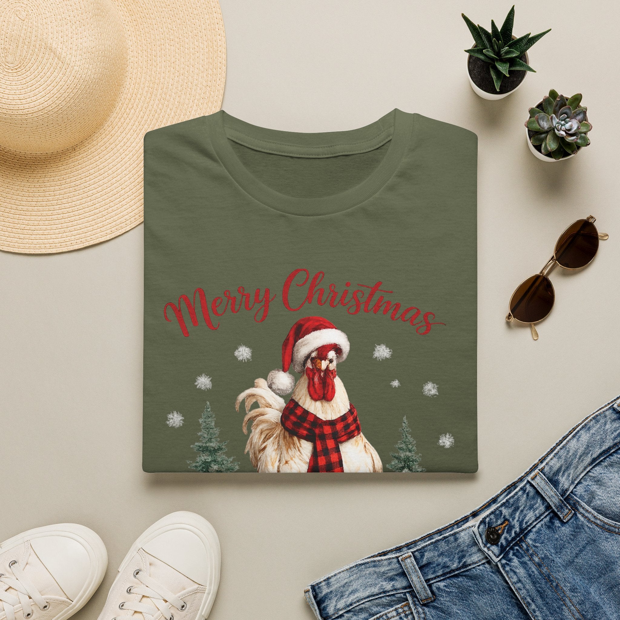 Christmas Rooster T-Shirt — Merry Christmas Farmhouse Holiday Tee