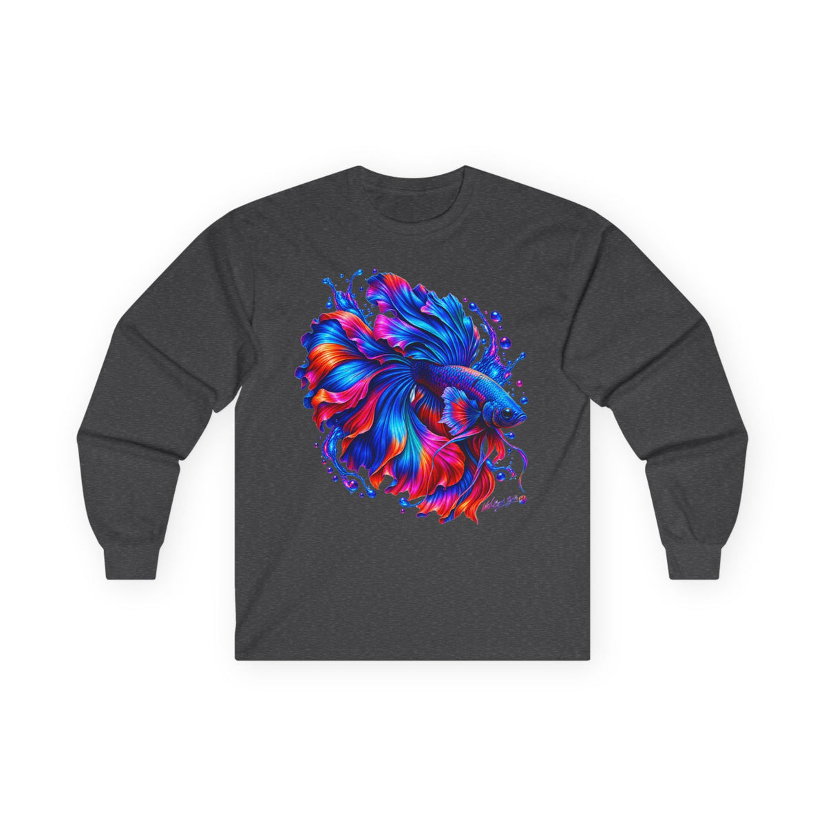 Colorful Betta Fish Long Sleeve Tee — Vibrant Aquatic Graphic Shirt