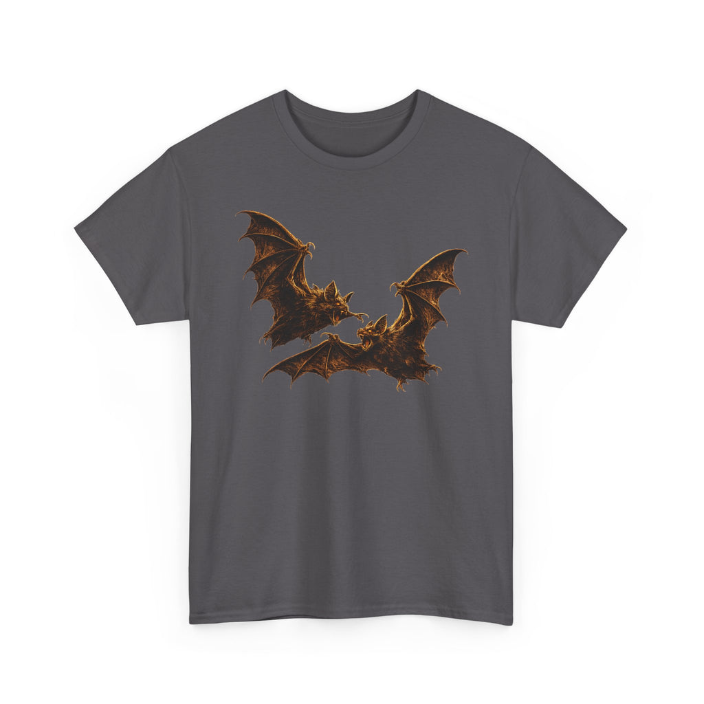 Bat duo Graphic Tee — Vintage Gothic Bat Illustration Shirt