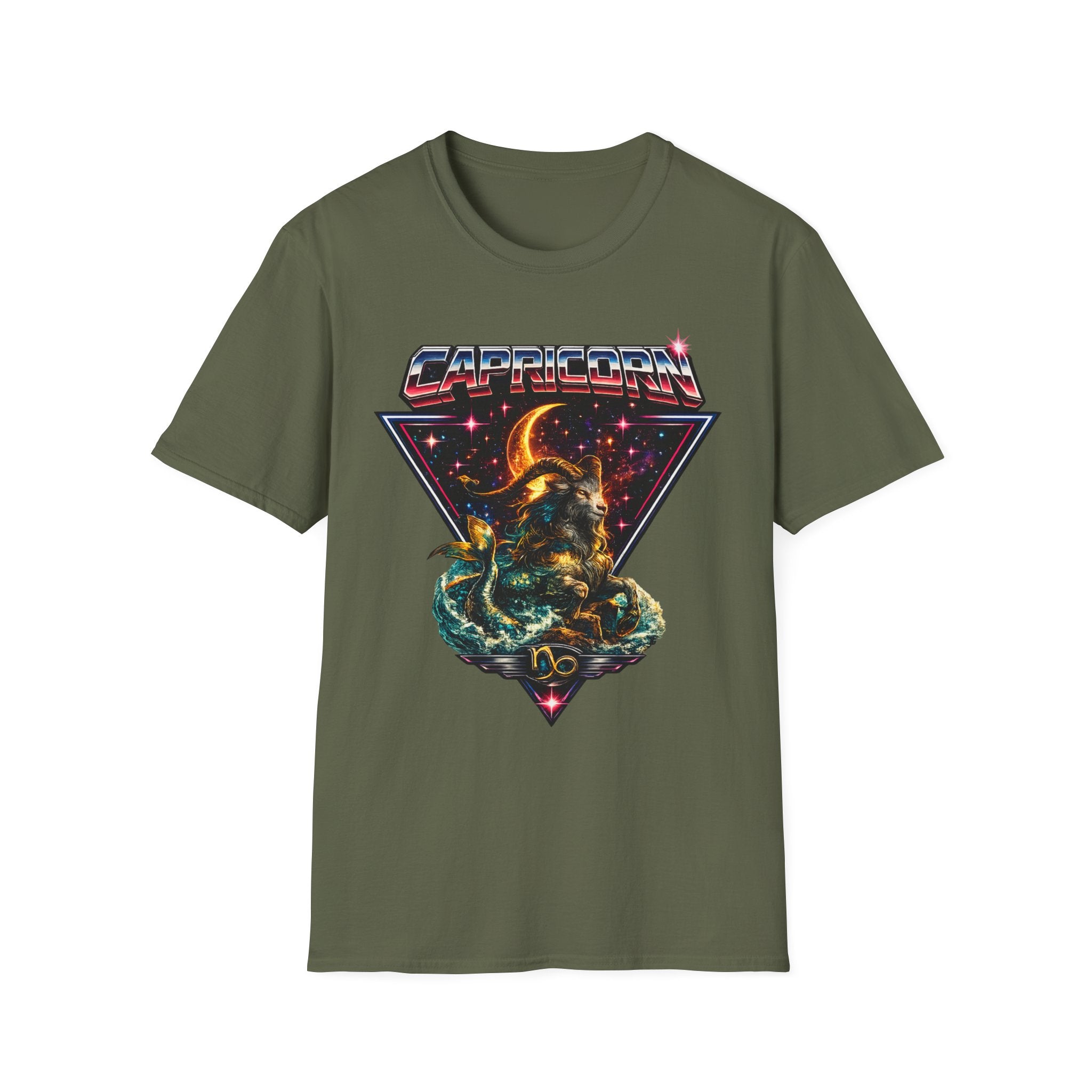Capricorn Zodiac T-Shirt — Retro Cosmic Sea Goat Astrological Tee