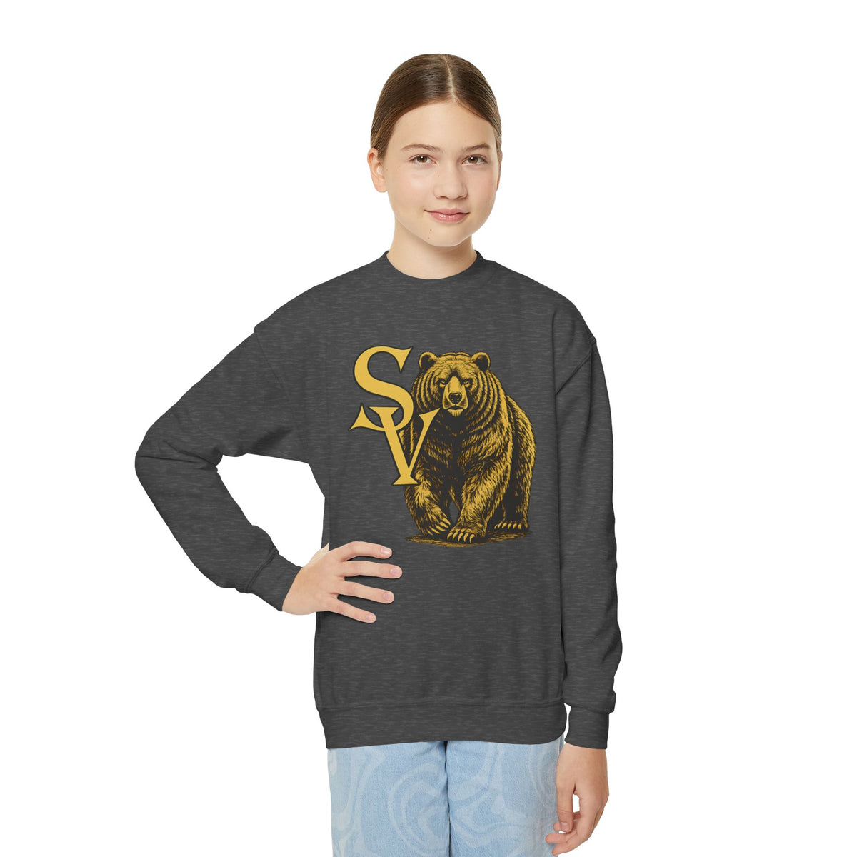 Diane J. design  Crewneck Sweatshirt — Vintage Bear Graphic with SV Lettering