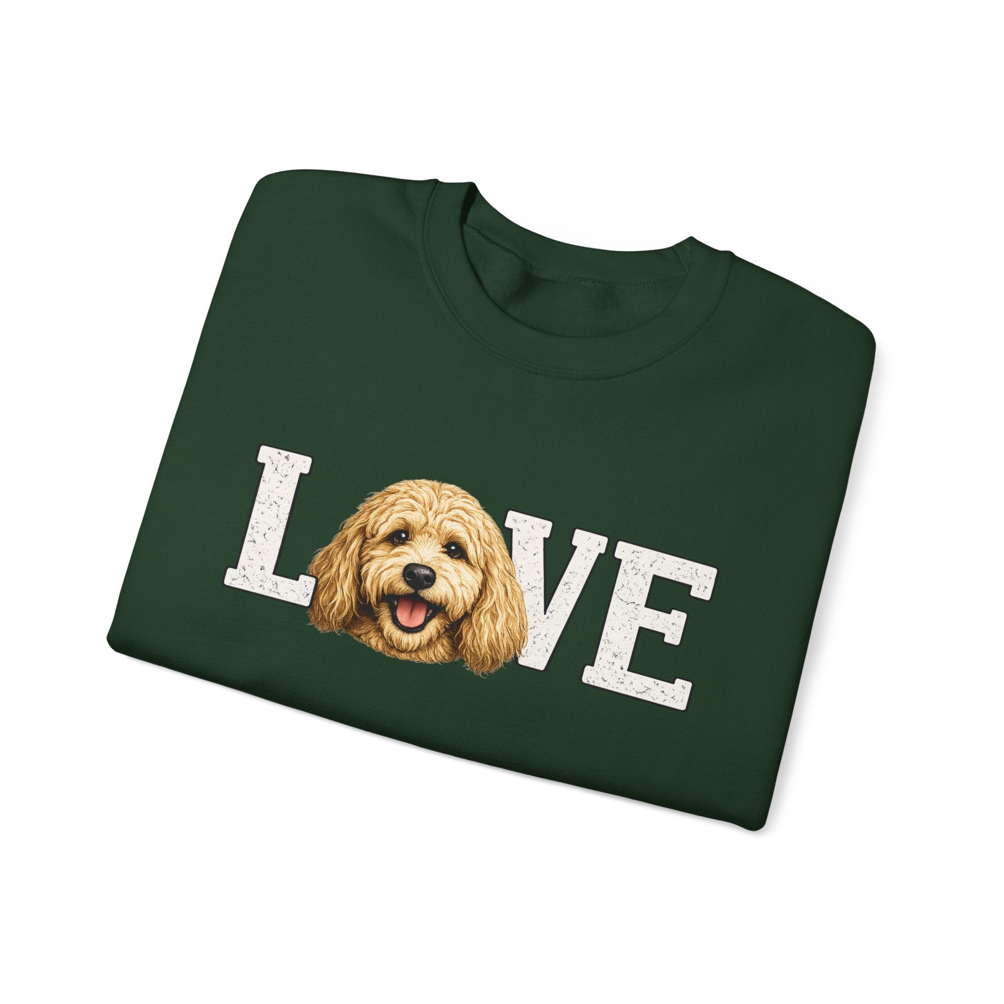Love Goldendoodle Crewneck Sweatshirt — Cute Goldendoodle Face Pullover for Dog Lovers