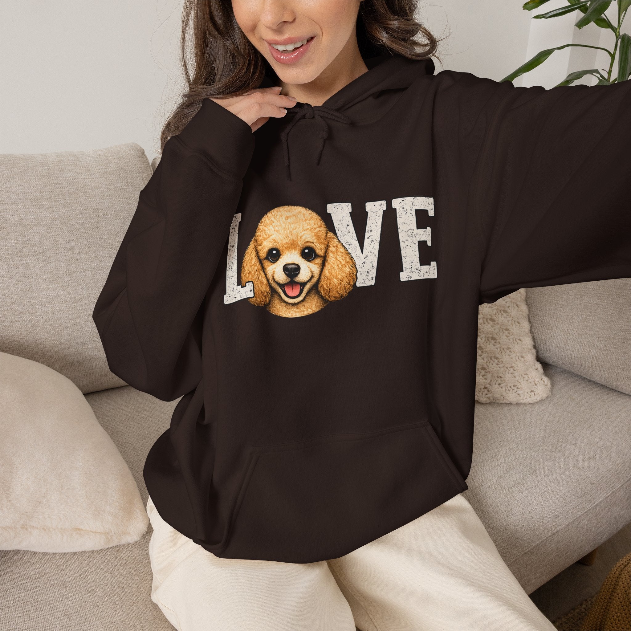 Poodle Love Hoodie – Cute Poodle Face "LOVE" Sweatshirt