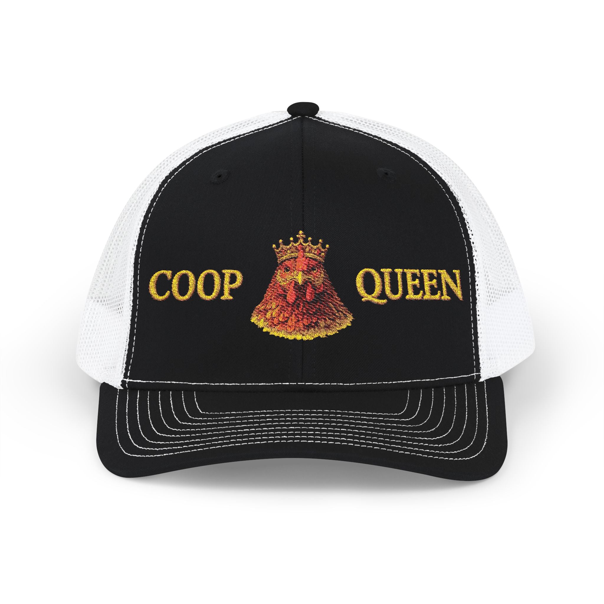Coop Queen Trucker Cap – Embroidered Chicken Crown Snapback