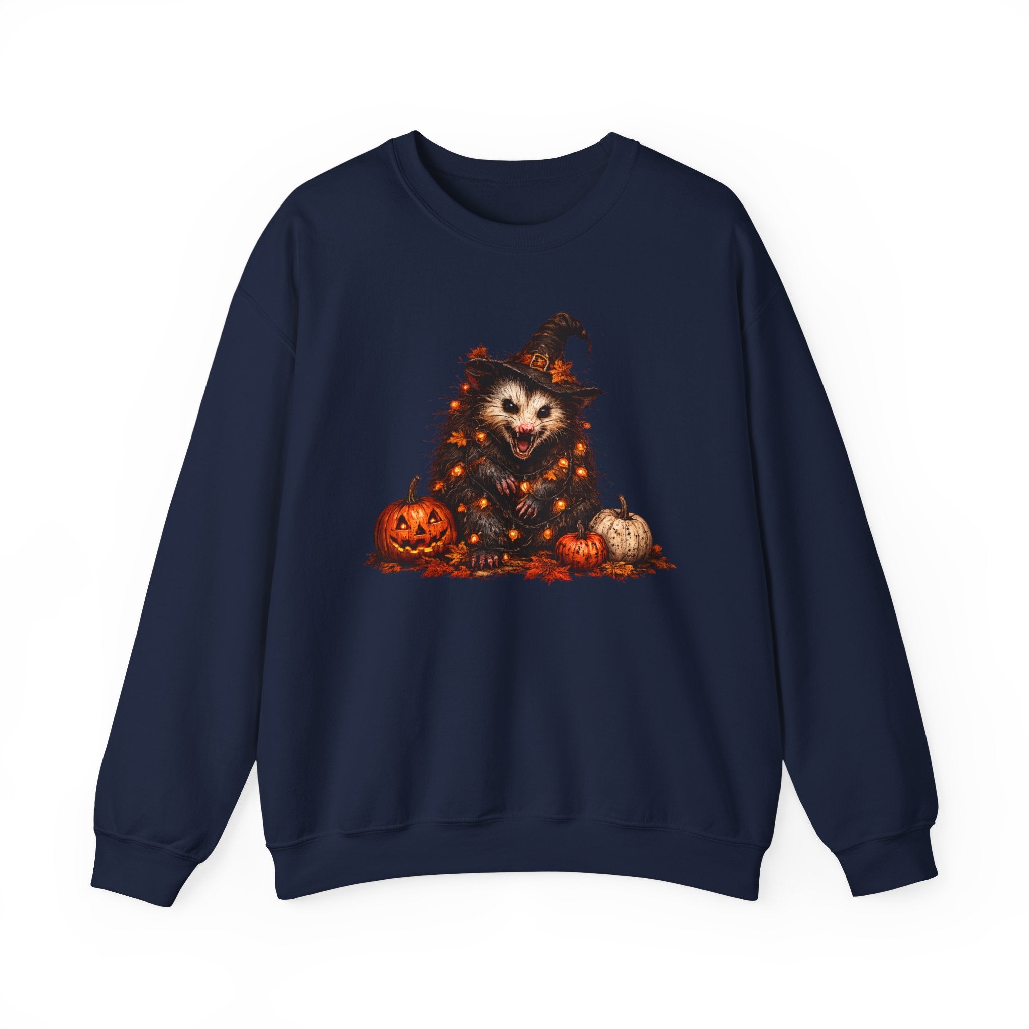 Halloween Possum Witch Sweatshirt — Pumpkin & Spooky Night Crewneck