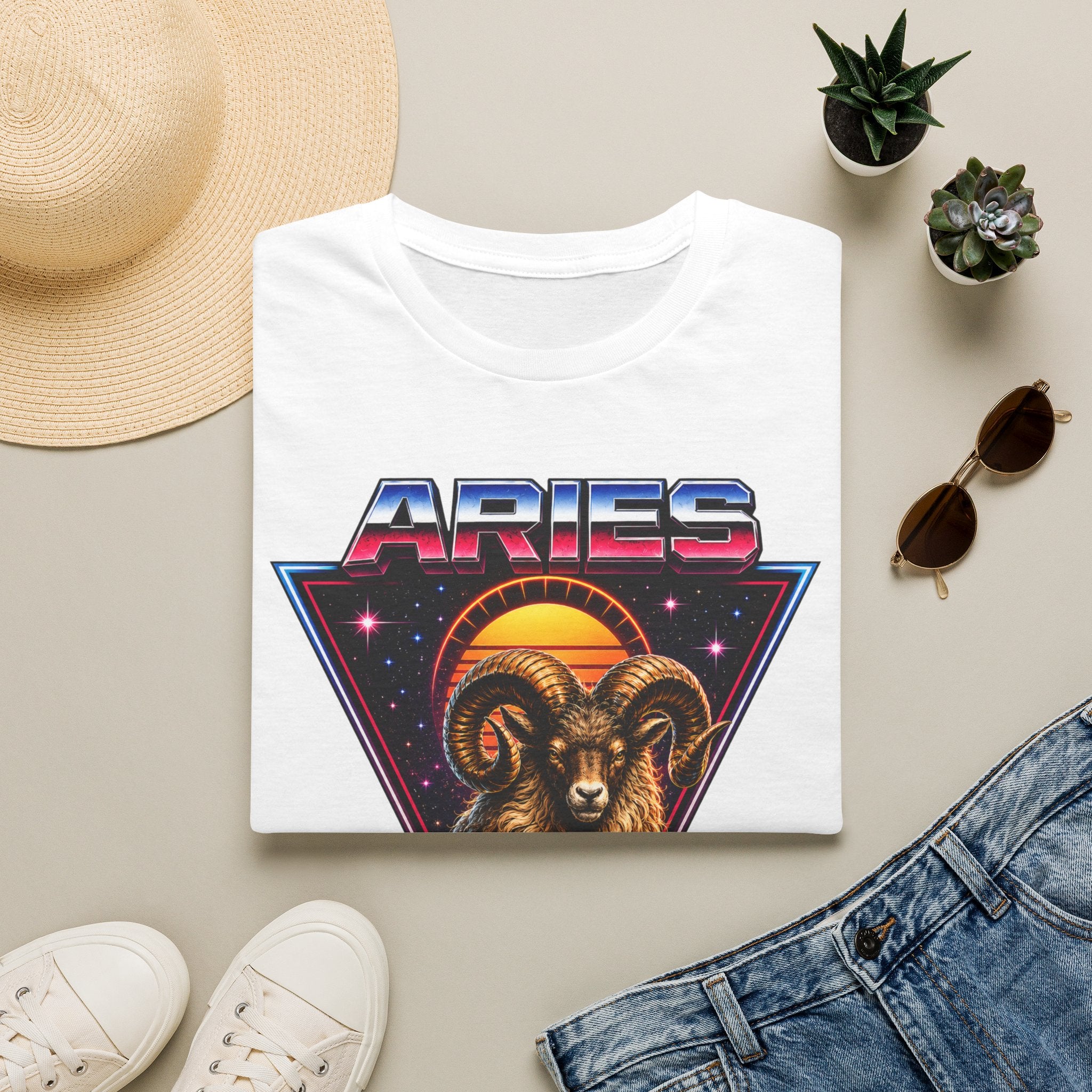 Aries 80s style Zodiac T-Shirt — Retro Ram Graphic Tee