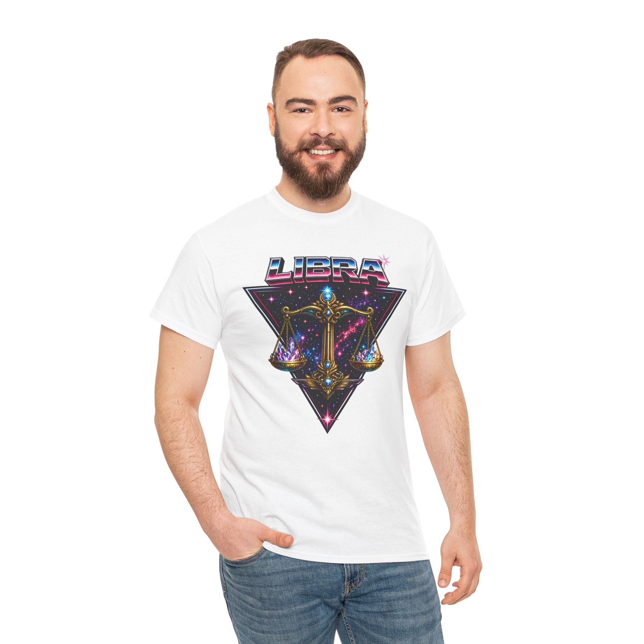 Libra Zodiac T‑Shirt — Retro Cosmic Scales Astrology Tee