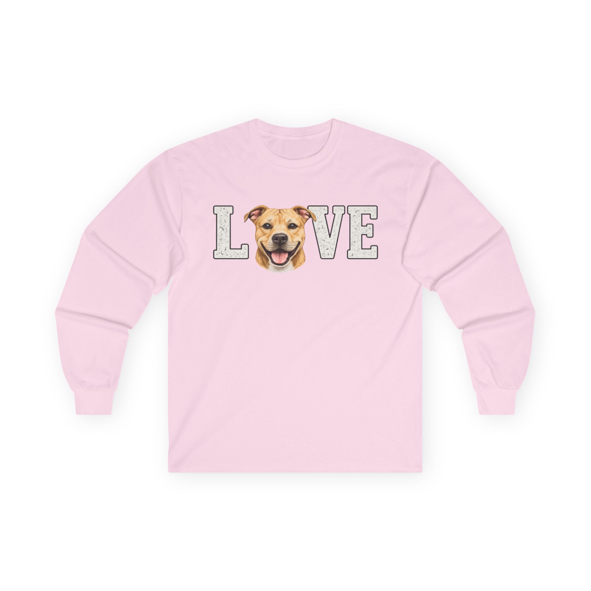 Love Dog Long Sleeve Tee — Cute Pet Portrait "LOVE" Shirt