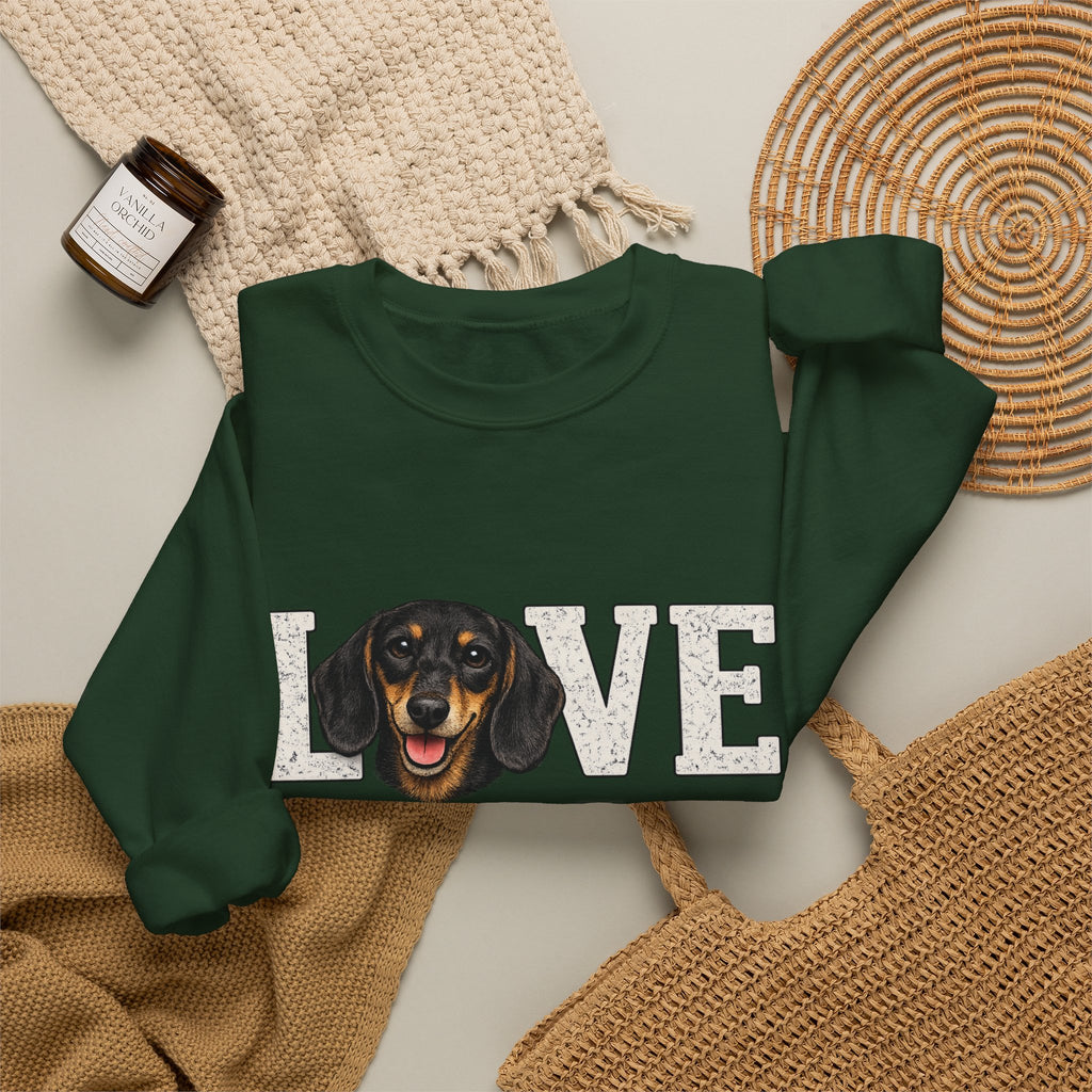 Dachshund Love Crewneck Sweatshirt — Cute Dog Lover Pullover