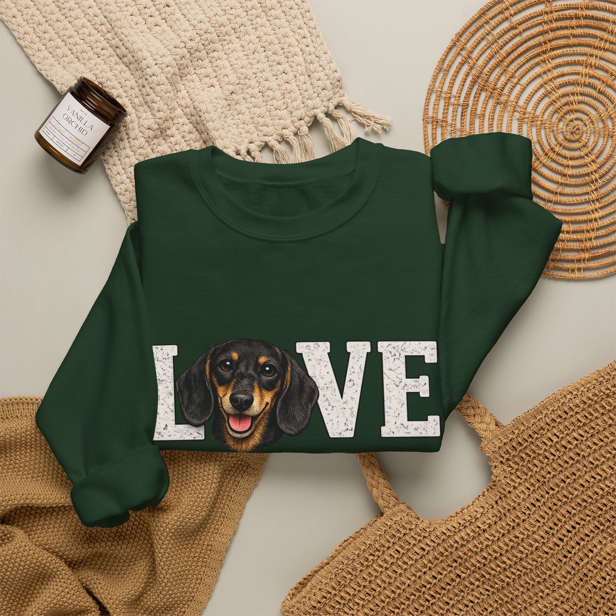 Dachshund Love Crewneck Sweatshirt — Cute Dog Lover Pullover