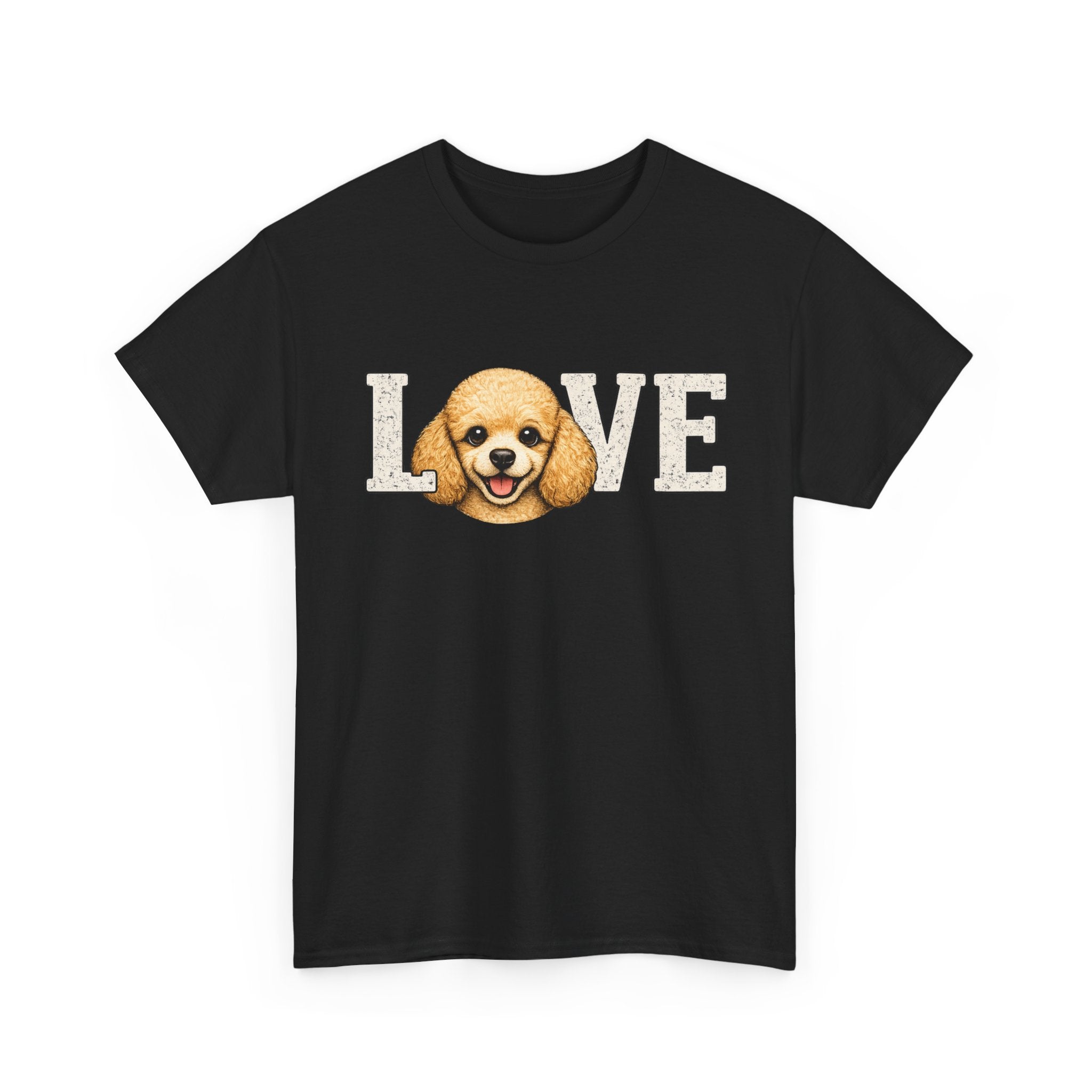 Poodle Love T-Shirt — 'LOVE' Graphic Tee with Cute Dog Face