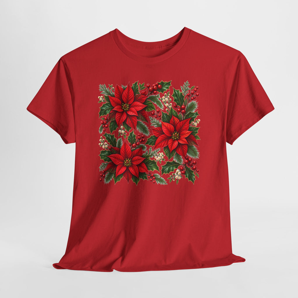Poinsettia Square Floral Christmas Tee