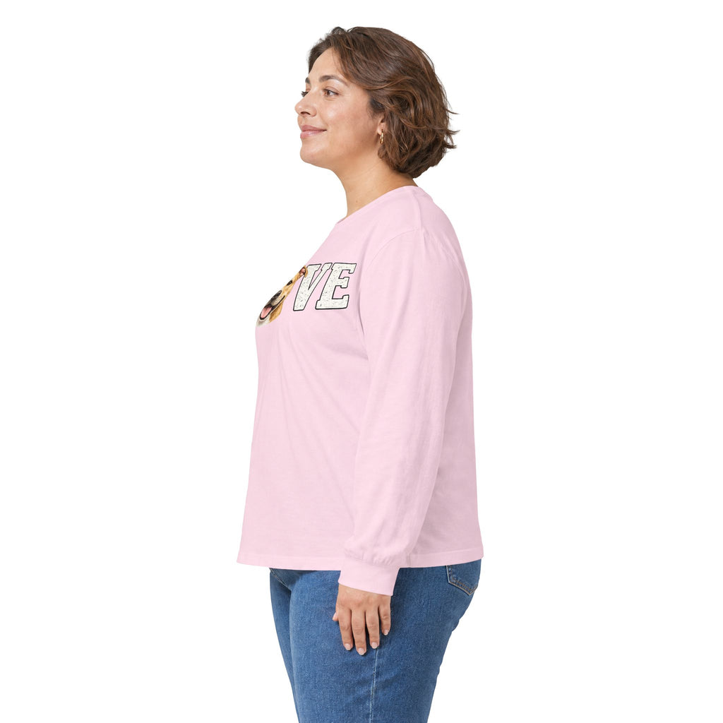 Love Dog Long Sleeve Tee — Cute Pet Portrait "LOVE" Shirt