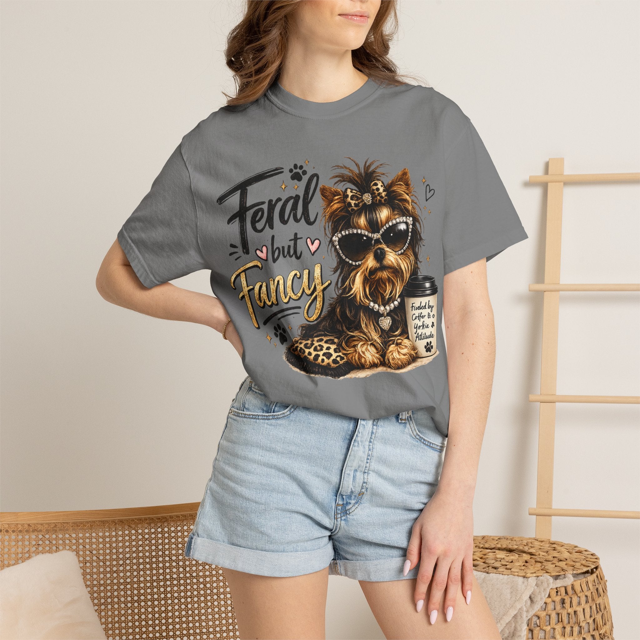 Feral but Fancy Yorkie T-Shirt – Cute Dog Graphic Tee for Pet Lovers