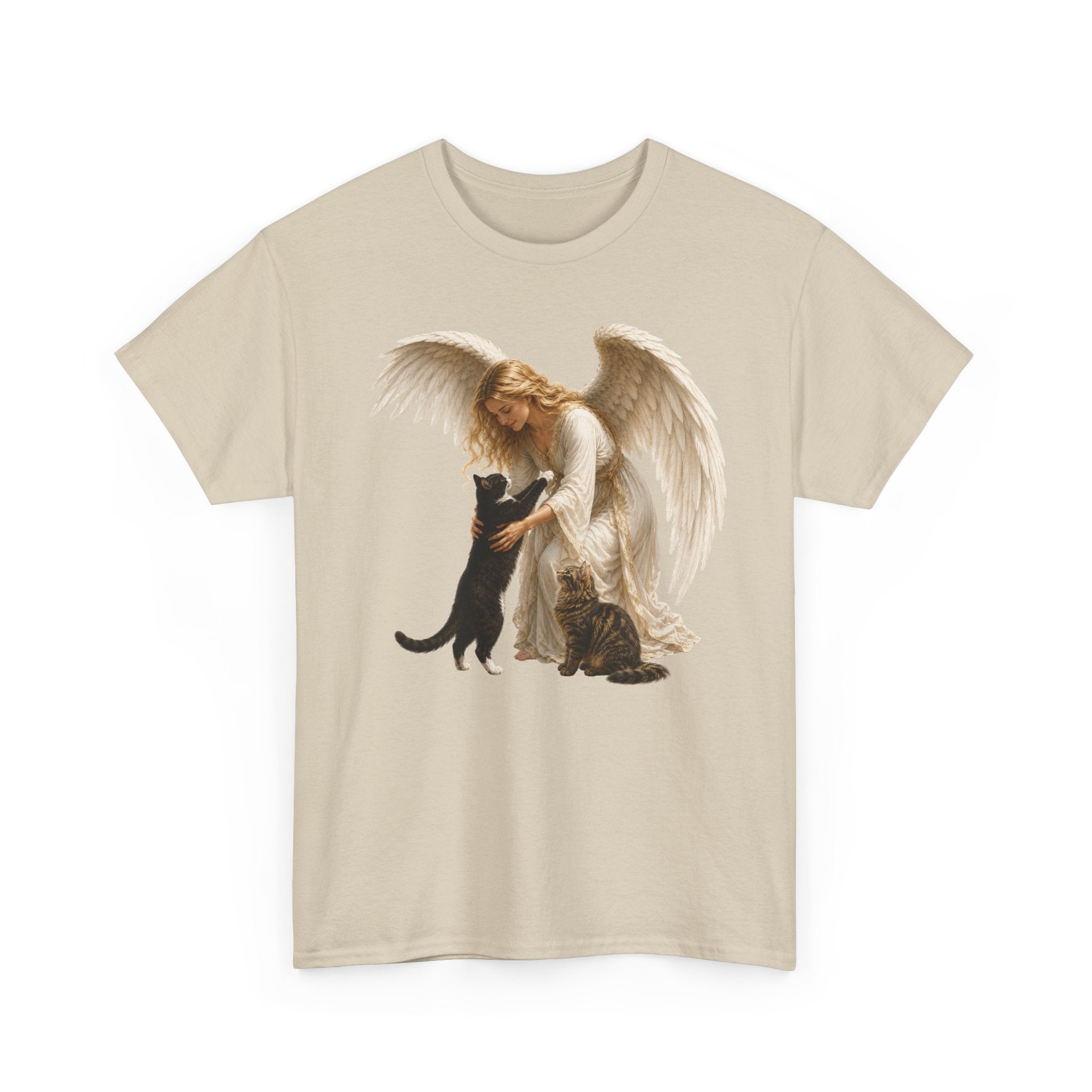 Angel with Cat T-Shirt — Guardian Angel Pet Lover Tee