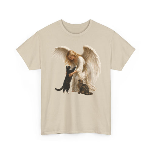 Angel with Cat T-Shirt — Guardian Angel Pet Lover Tee