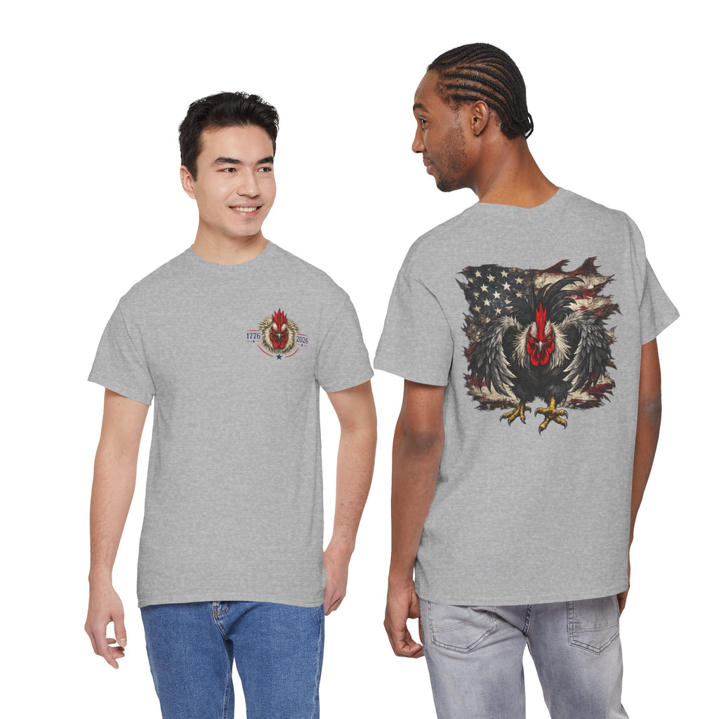 Patriotic Rooster Tee - American Flag Chicken Graphic T-Shirt