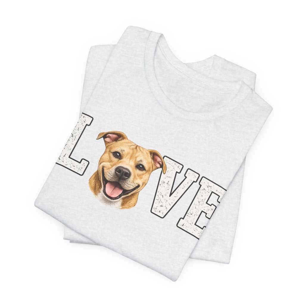 Pit Bull Love T-Shirt — 'LOVE' with Happy Puppy Face Tee