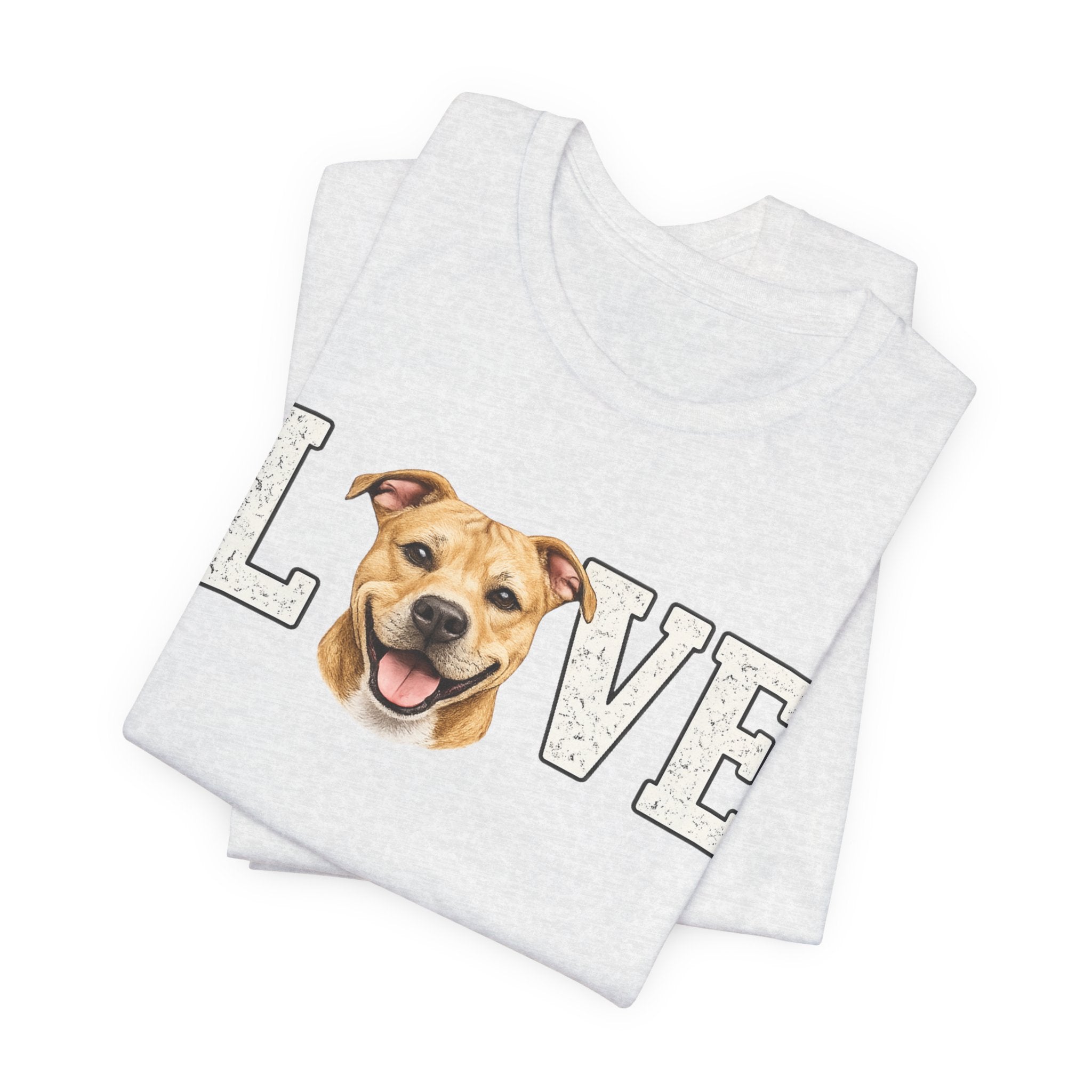 Pit Bull Love T-Shirt — 'LOVE' with Happy Puppy Face Tee