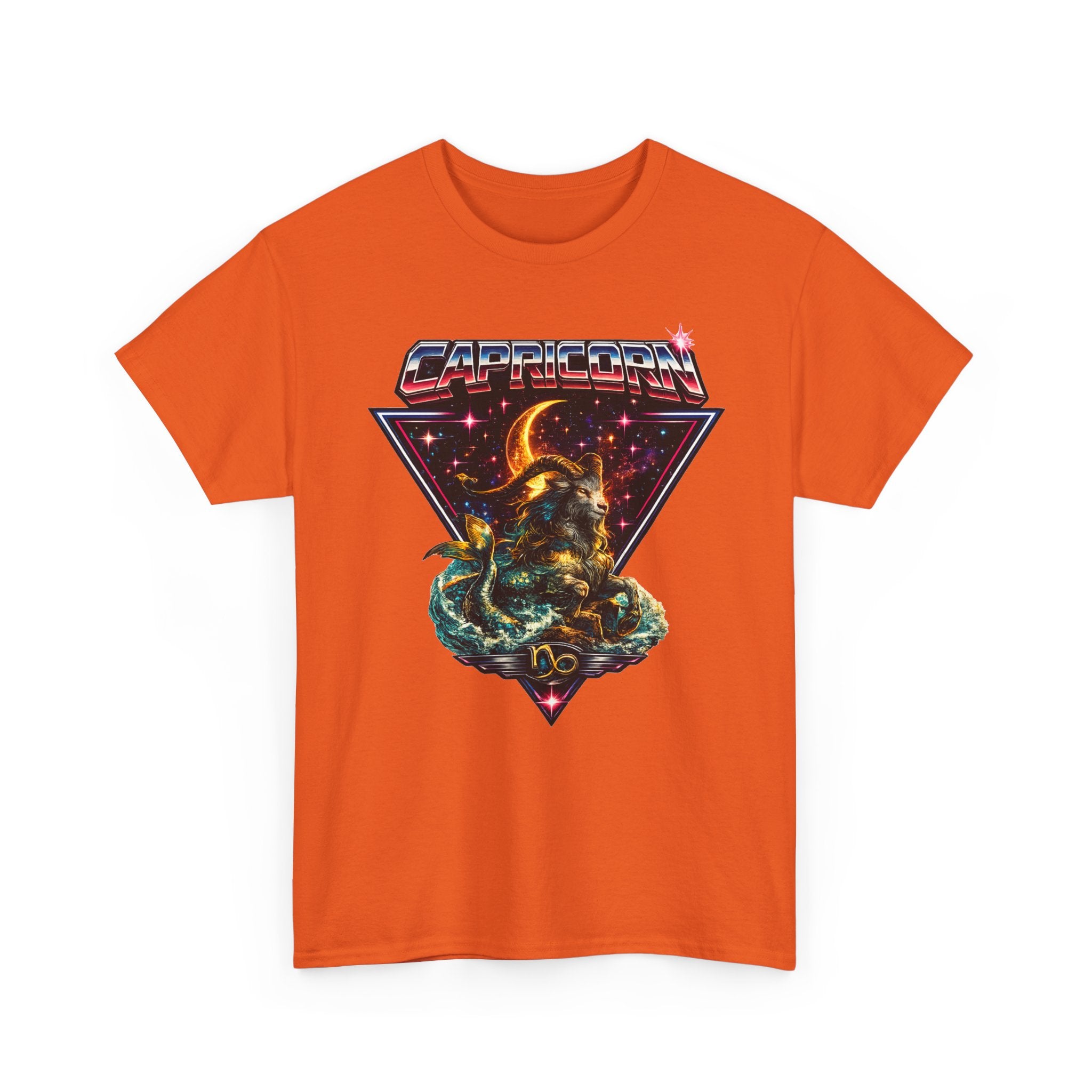 Capricorn Retro  Zodiac T‑Shirt — vintage 80s Style Celestial Sea Goat Design