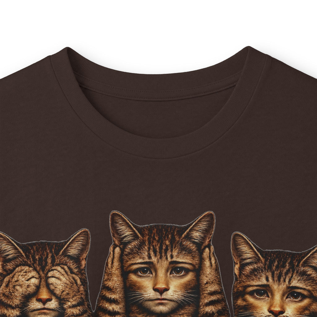 Anthropomorphic Trio Of  Cats Long Sleeve Tee — Three Kittens with Jack-O'-Lantern Graphic