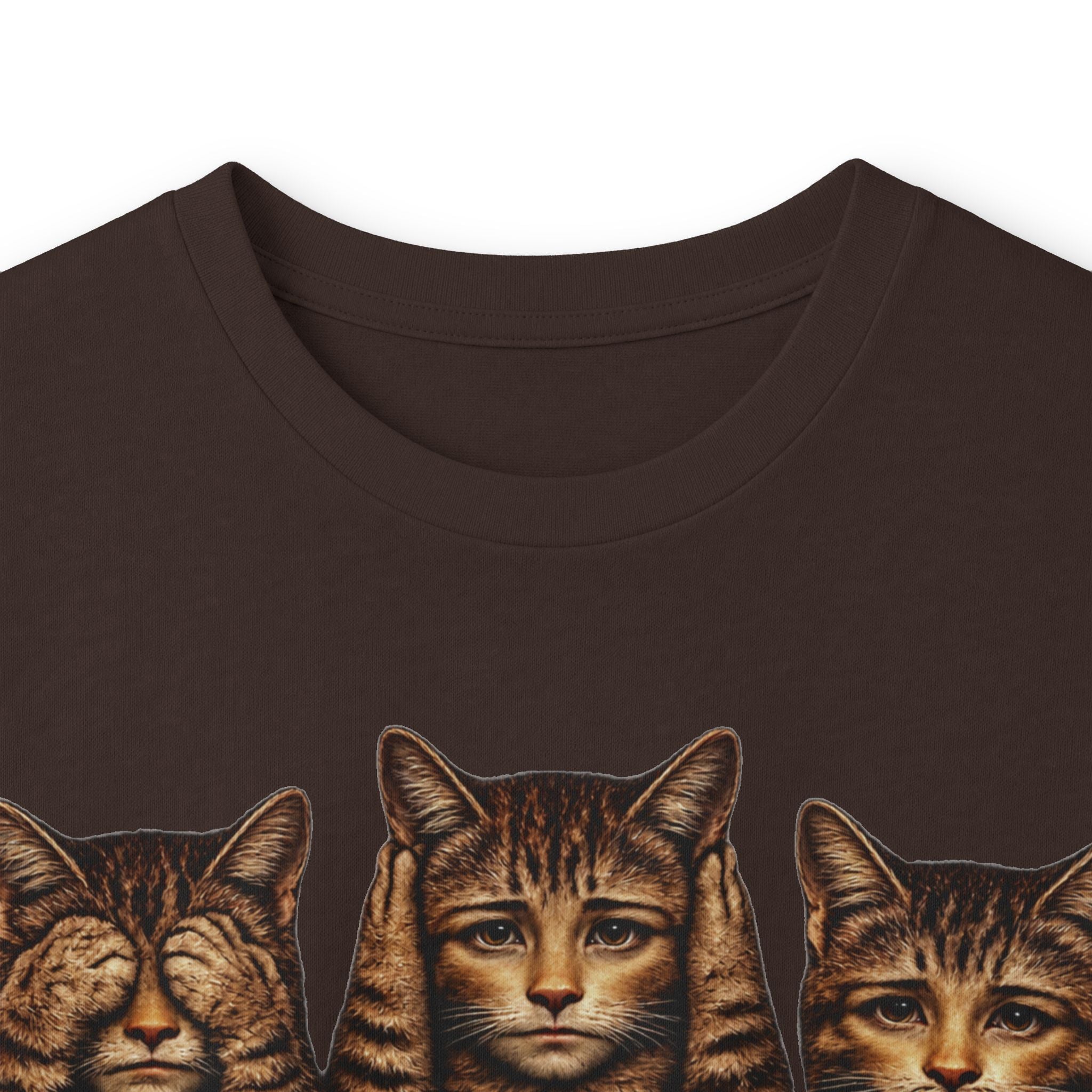 Anthropomorphic Trio Of  Cats Long Sleeve Tee — Three Kittens with Jack-O'-Lantern Graphic