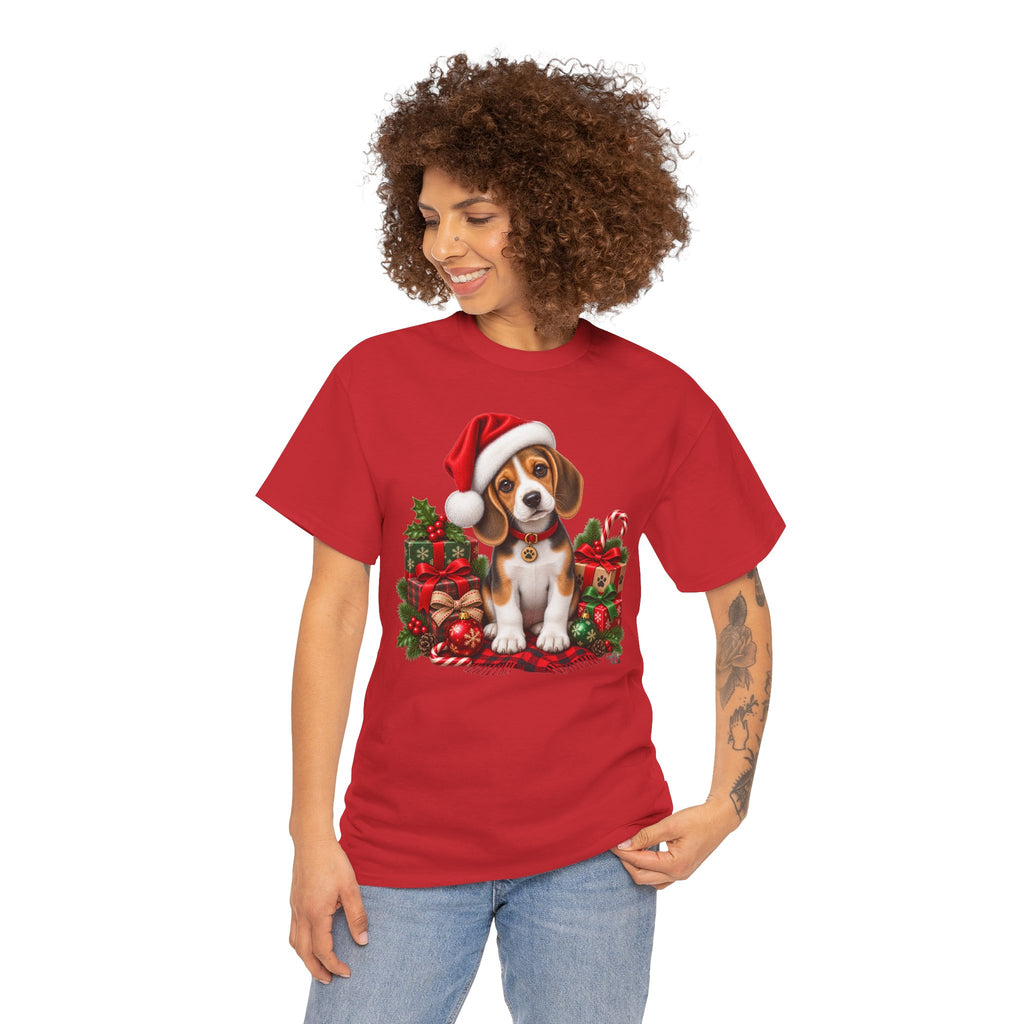 Christmas Beagle Puppy T-Shirt – Cute Santa Hat Holiday Tee