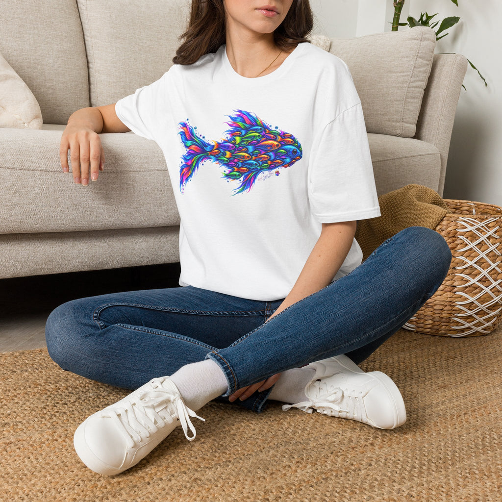 Colorful Fish Graphic T-Shirt — Vibrant Psychedelic Aquarium Art Tee