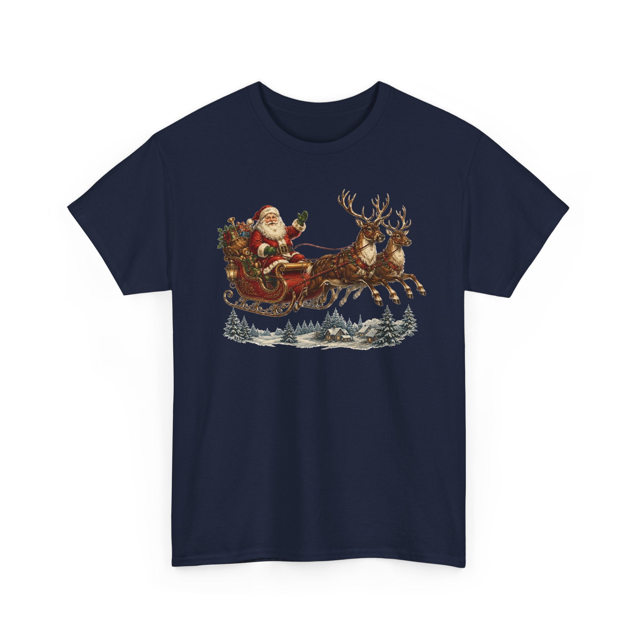 Santa Sleigh Christmas Tee — Vintage Holiday T-Shirt