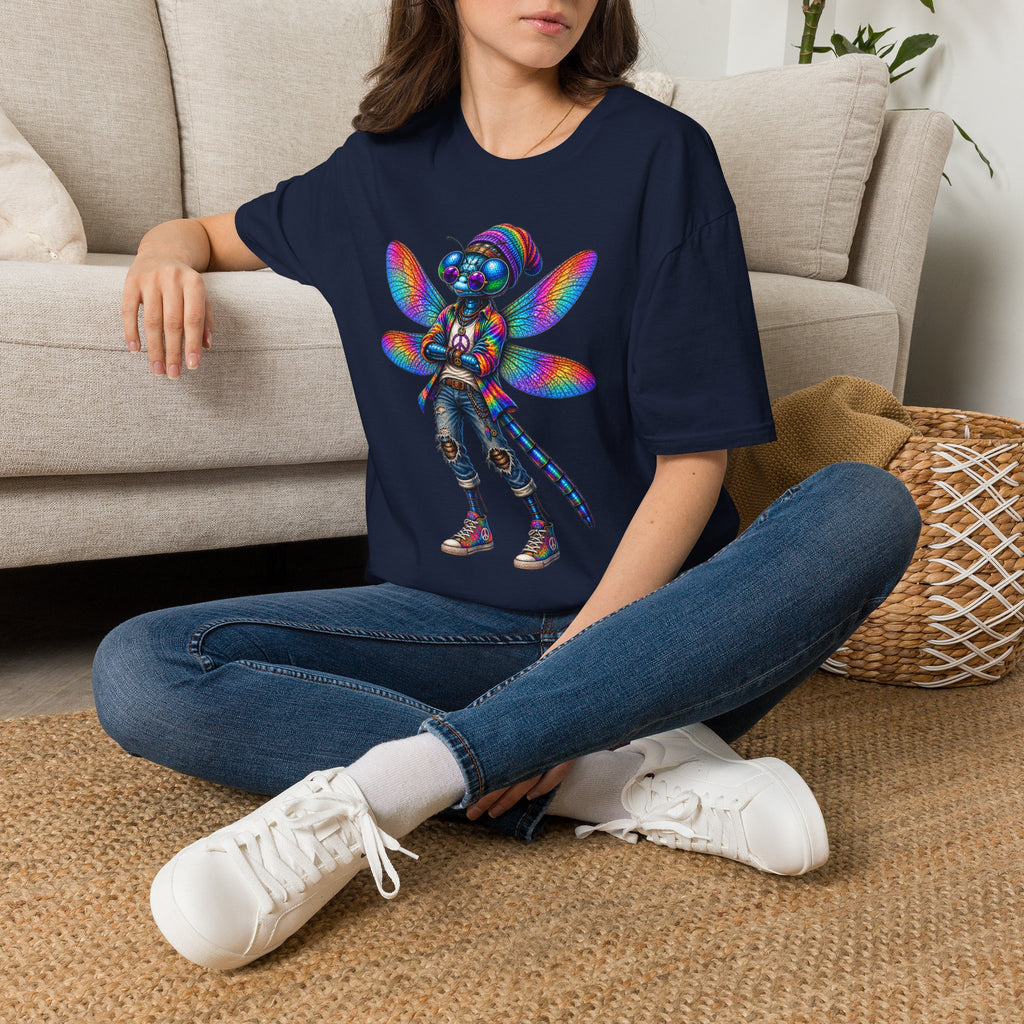Psychedelic Dragonfly Graphic T-Shirt — Colorful Rasta-Inspired Bug Art Tee