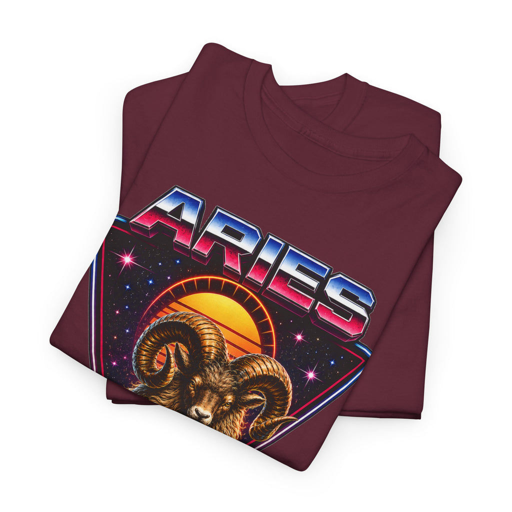 Aries Zodiac Tee — Retro 80s style Ram Astrology T-Shirt