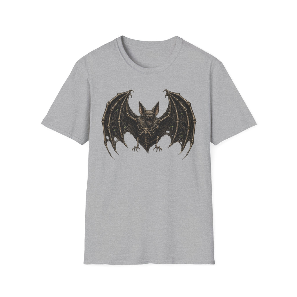 Gothic Skeletal Bat Graphic T-Shirt