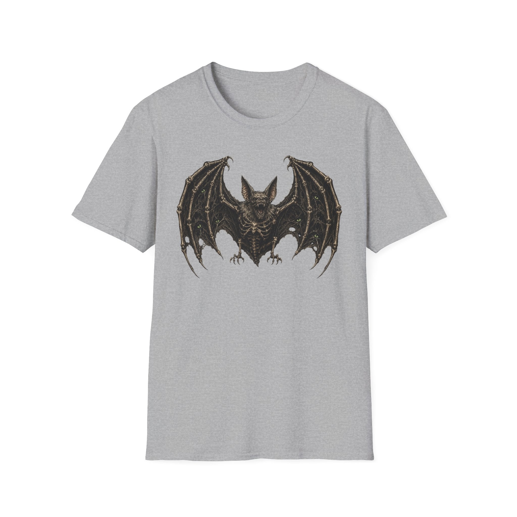 Gothic Skeletal Bat Graphic T-Shirt