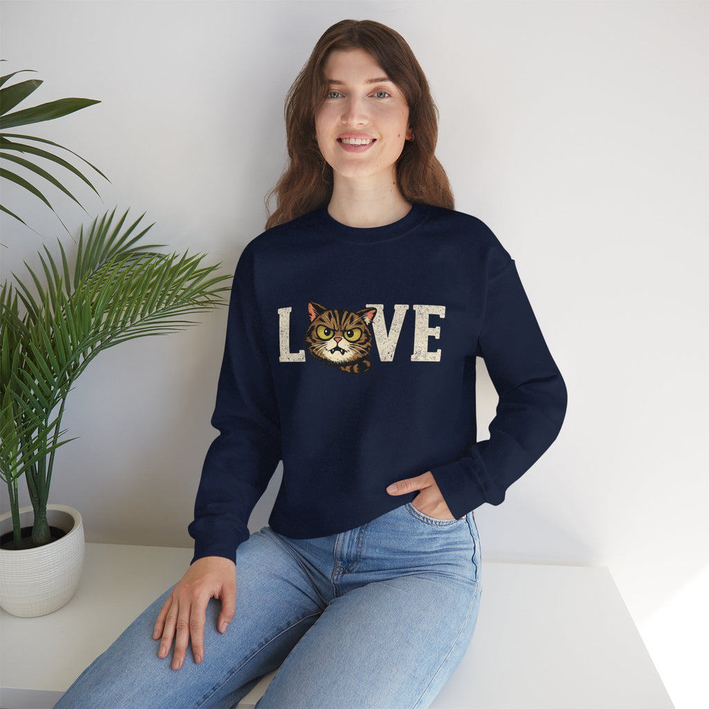 Cat Love Sweatshirt — Vintage Tabby Kitty Crewneck