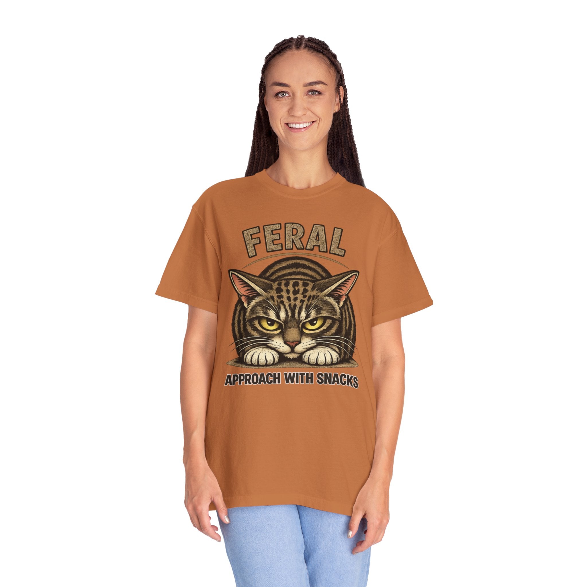 T-Shirt — "Feral: Approach With Snacks" Cat Graphic Tee