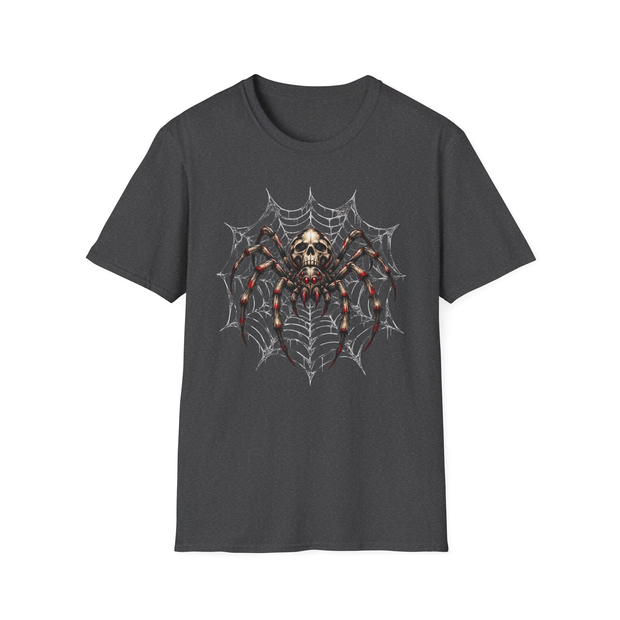 Skull Spider Web Graphic T-Shirt — Gothic Horror Halloween Tee