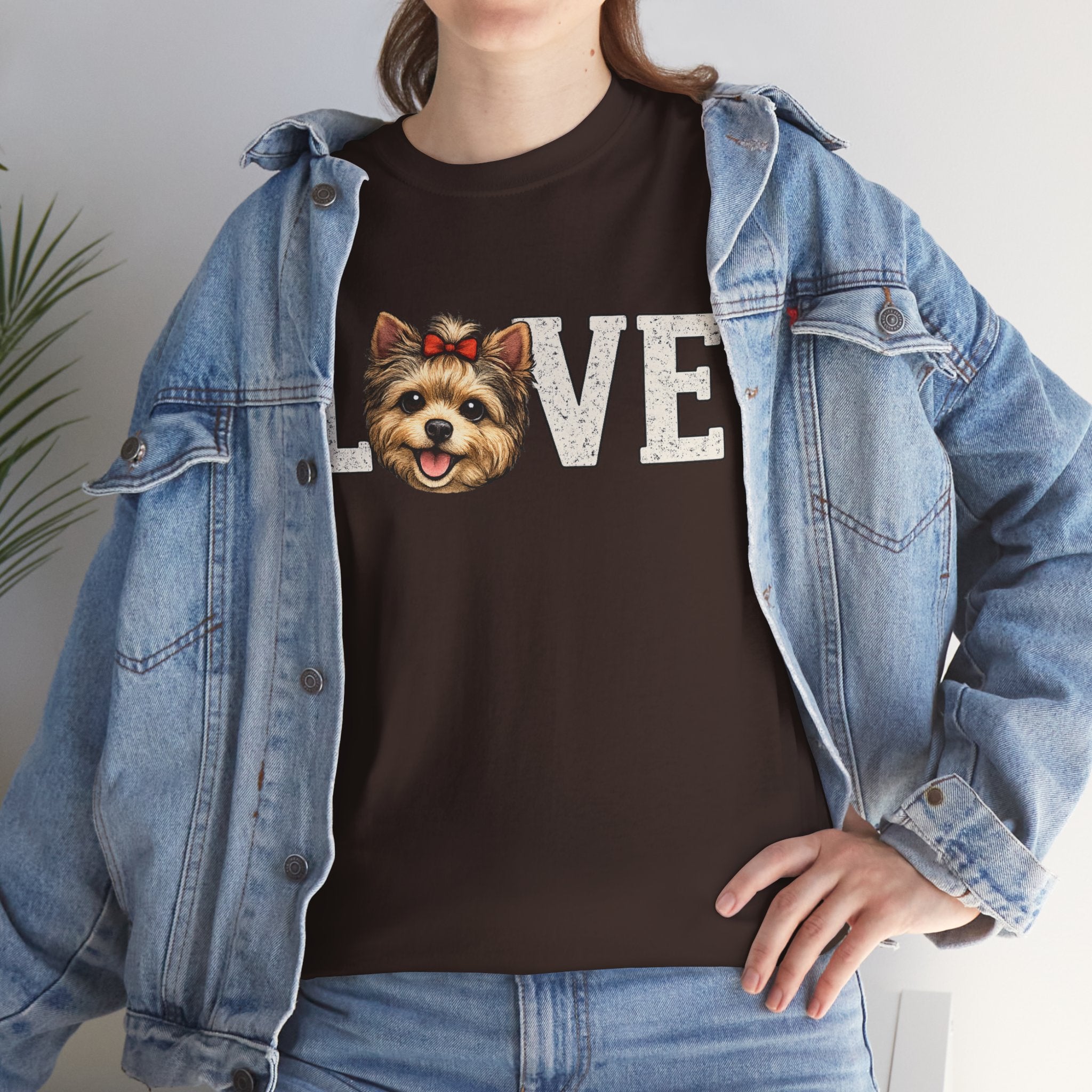 Love  Yorkie T‑Shirt — Cute Yorkie Face 'LOVE' Graphic Tee for Dog Lovers