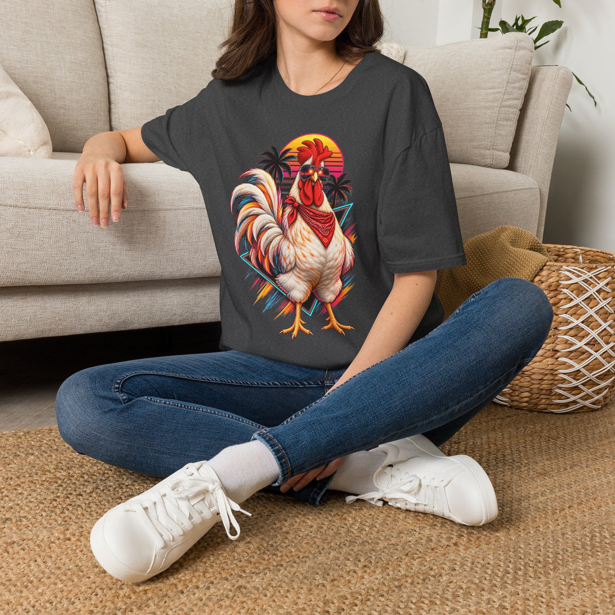 Rooster Sunset T-Shirt — Tropical Rooster Graphic Tee