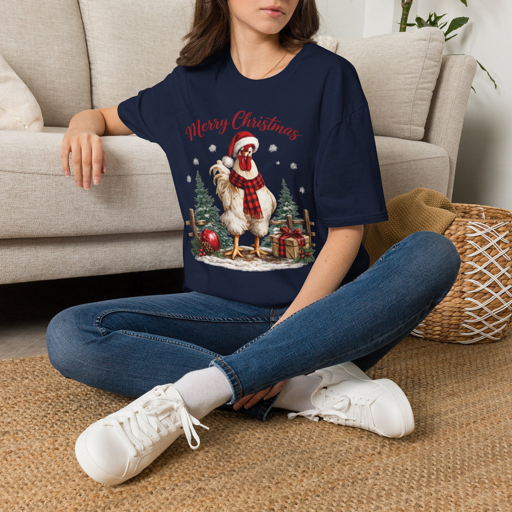 Christmas Rooster T-Shirt — Merry Christmas Farmhouse Holiday Tee